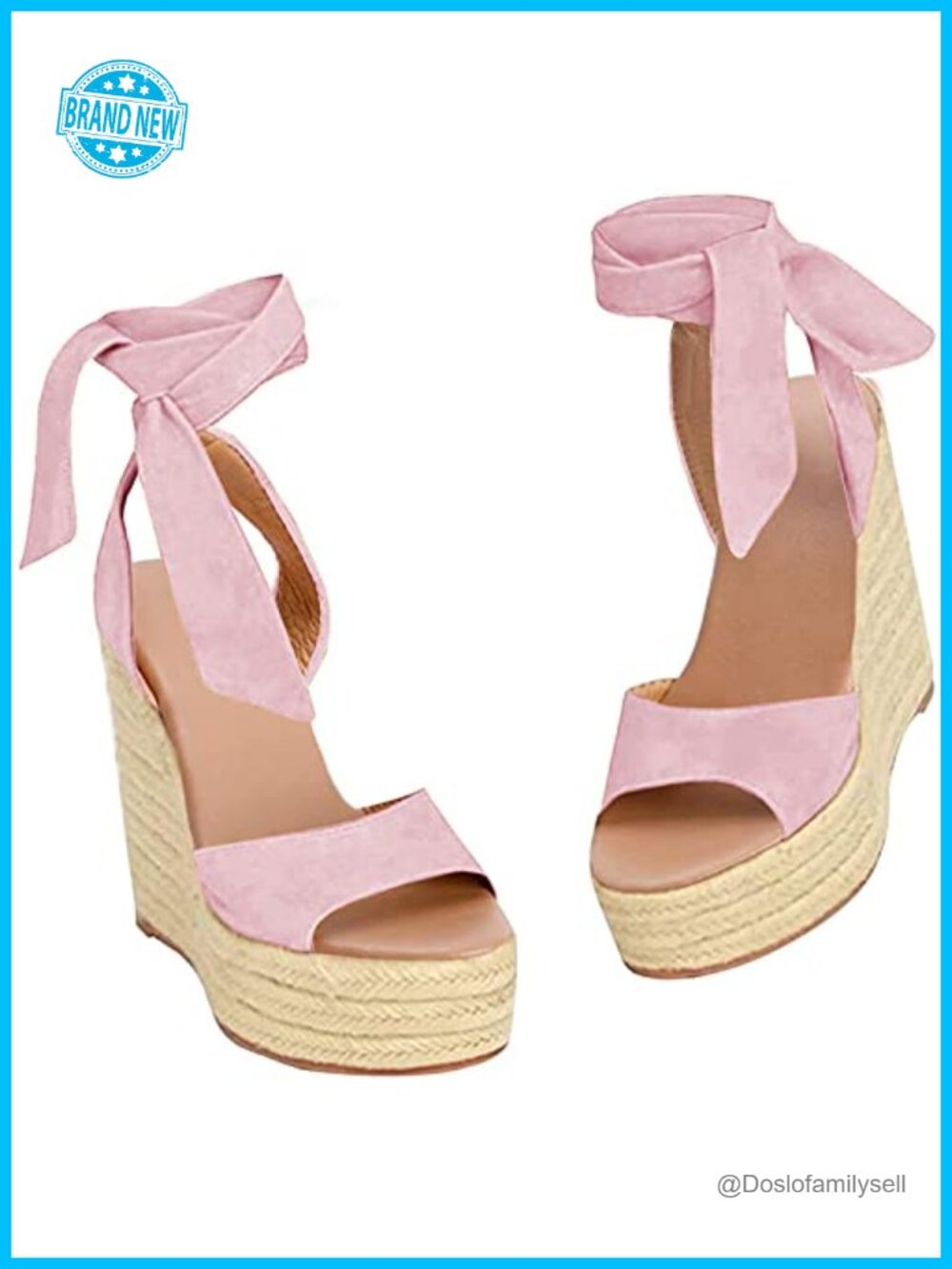 Platform Espadrille Wedge Sandals Ankle Strap Bow High Heel Open Toe